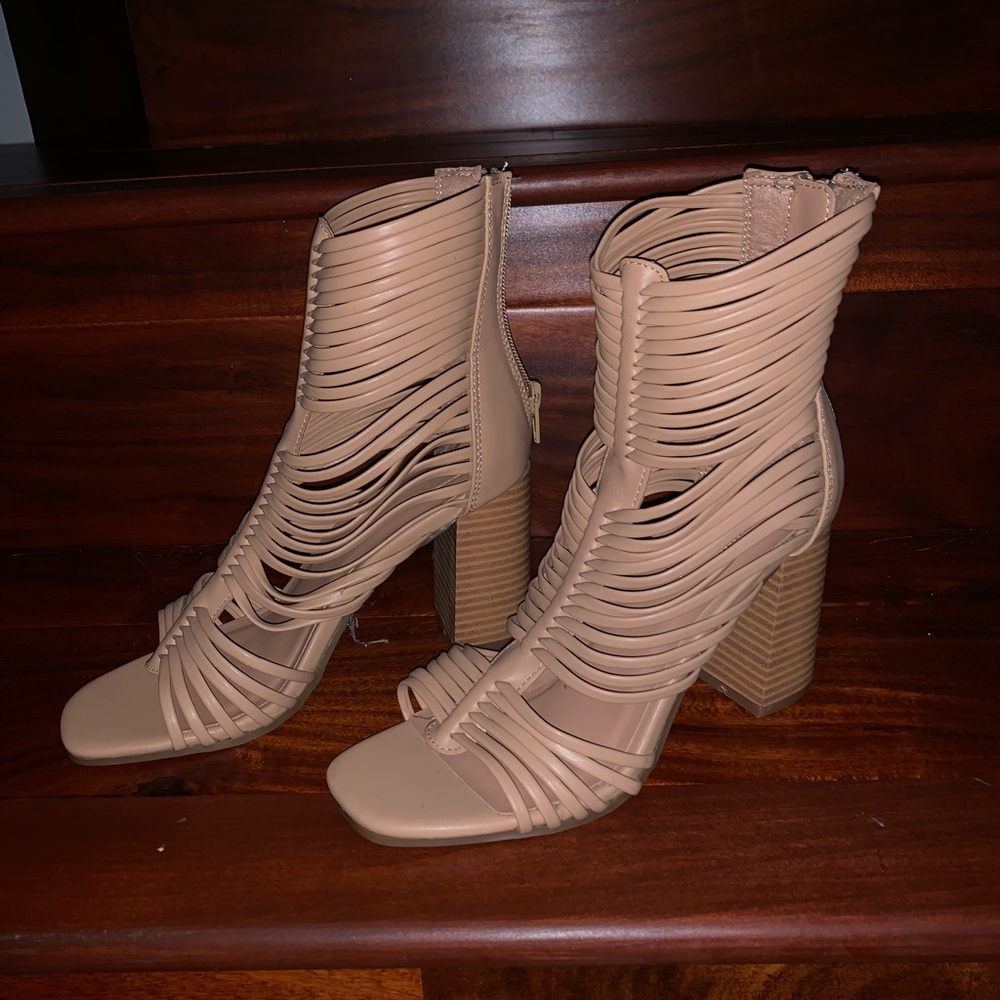 Caged chunky heels